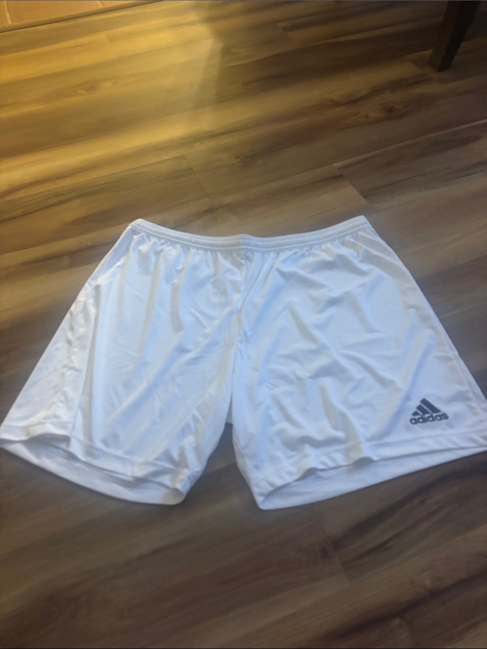 adidas Men’s White Athletic Shorts with Grey Logo